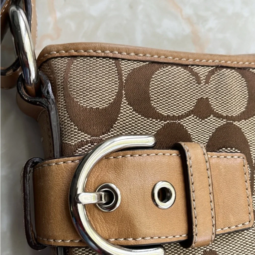 Vintage Coach Brown and Tan Shoulder Bag with Signature Monogram - Picture 2 of 7
